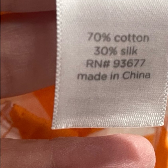 JC Penney Women's Orange White Lattice Pattern Long Sleeve Shirt Top Blouse; MP - Picture 8 of 8